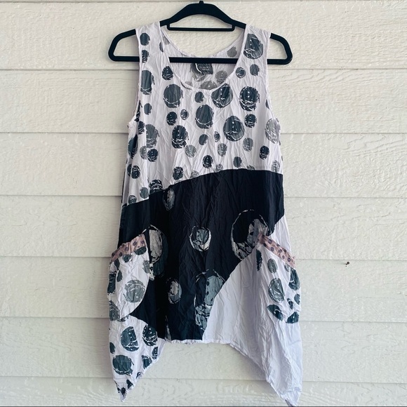 HARUBELLA | Black & White Sleeveless Modern Tunic Top Medium - Picture 1 of 6